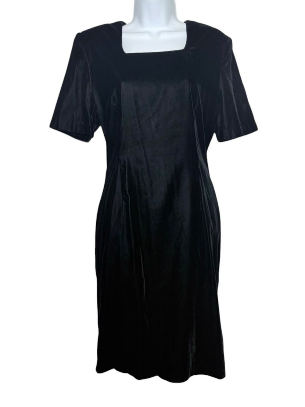 Vintage Miss Dorby Velvet LBD Midi Knee Length Shoulder Pads Sz10 Classic Party